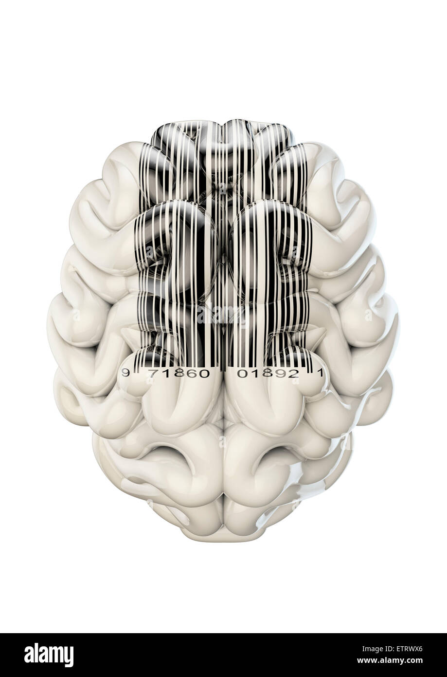 3D render of brain avec code-barres Banque D'Images