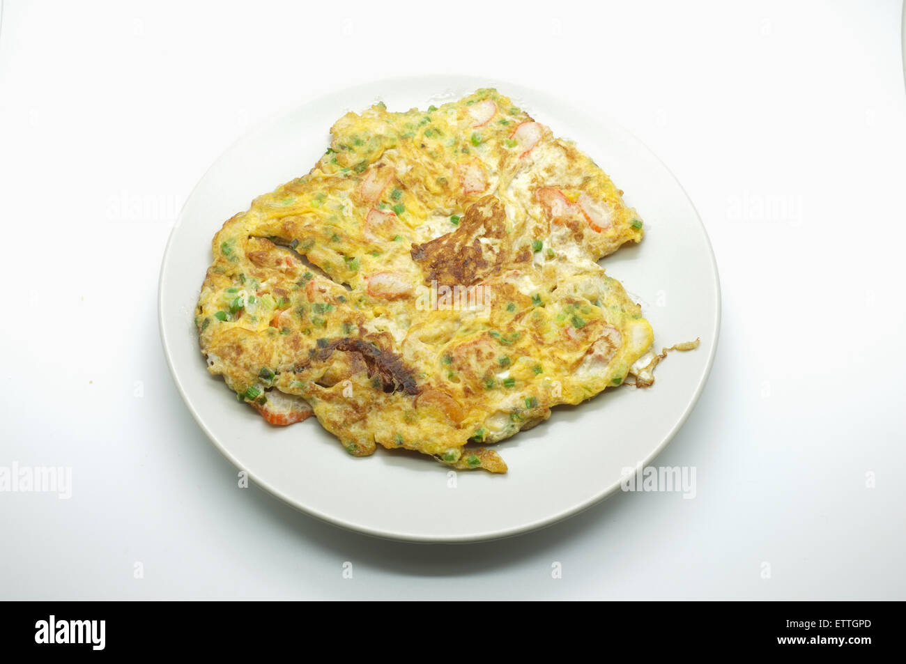 Omelette aux légumes et au crabe, de style thaïlandais et chinois Banque D'Images