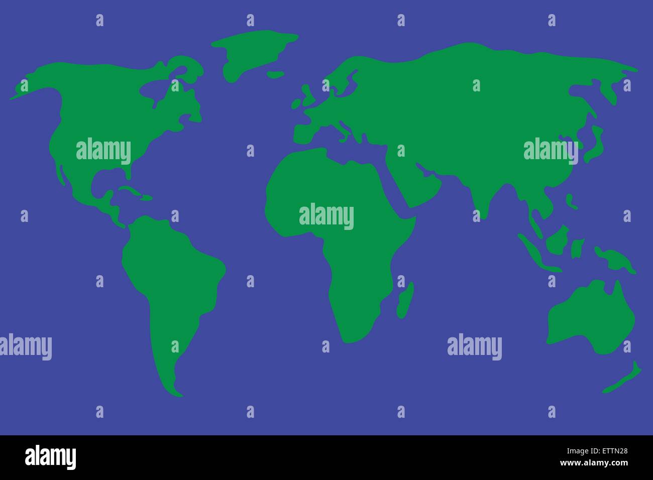 Carte du monde vector illustration en vert et bleu. La conception simpliste et schématique. Illustration de Vecteur