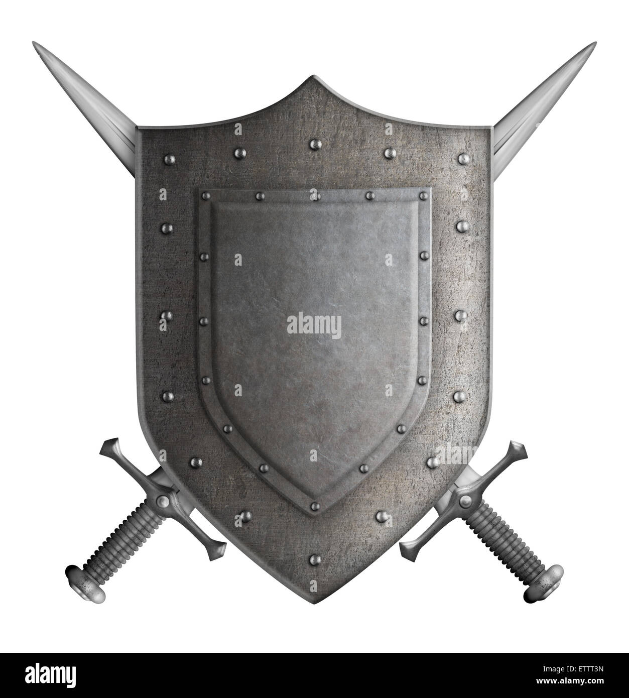 Armoiries médiévales bouclier chevalier et deux épées isolated Banque D'Images