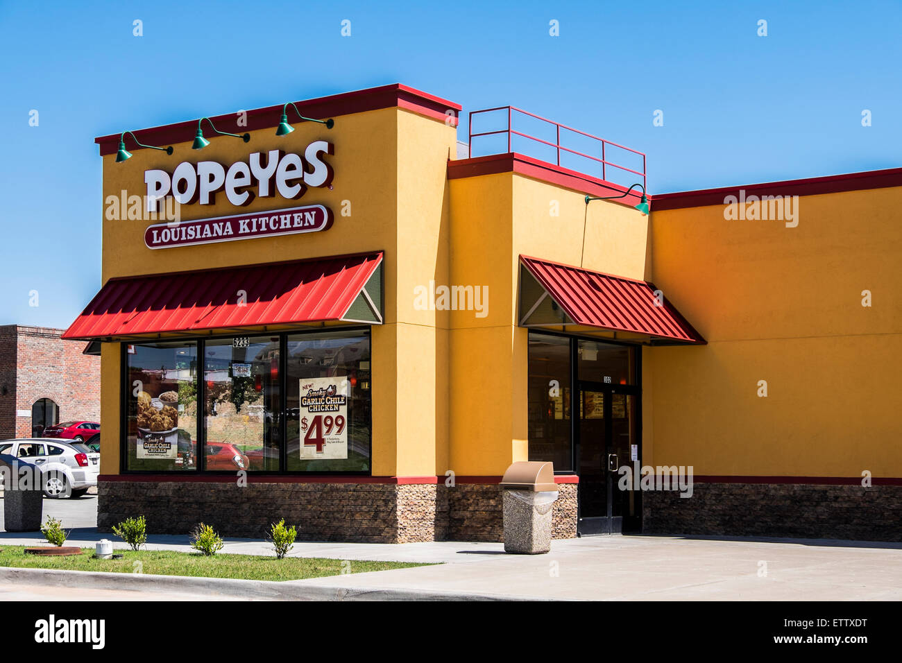 Popeye's, l'extérieur d'un restaurant de style cajun et franchise. Oklahoma City, Oklahoma, USA. Banque D'Images