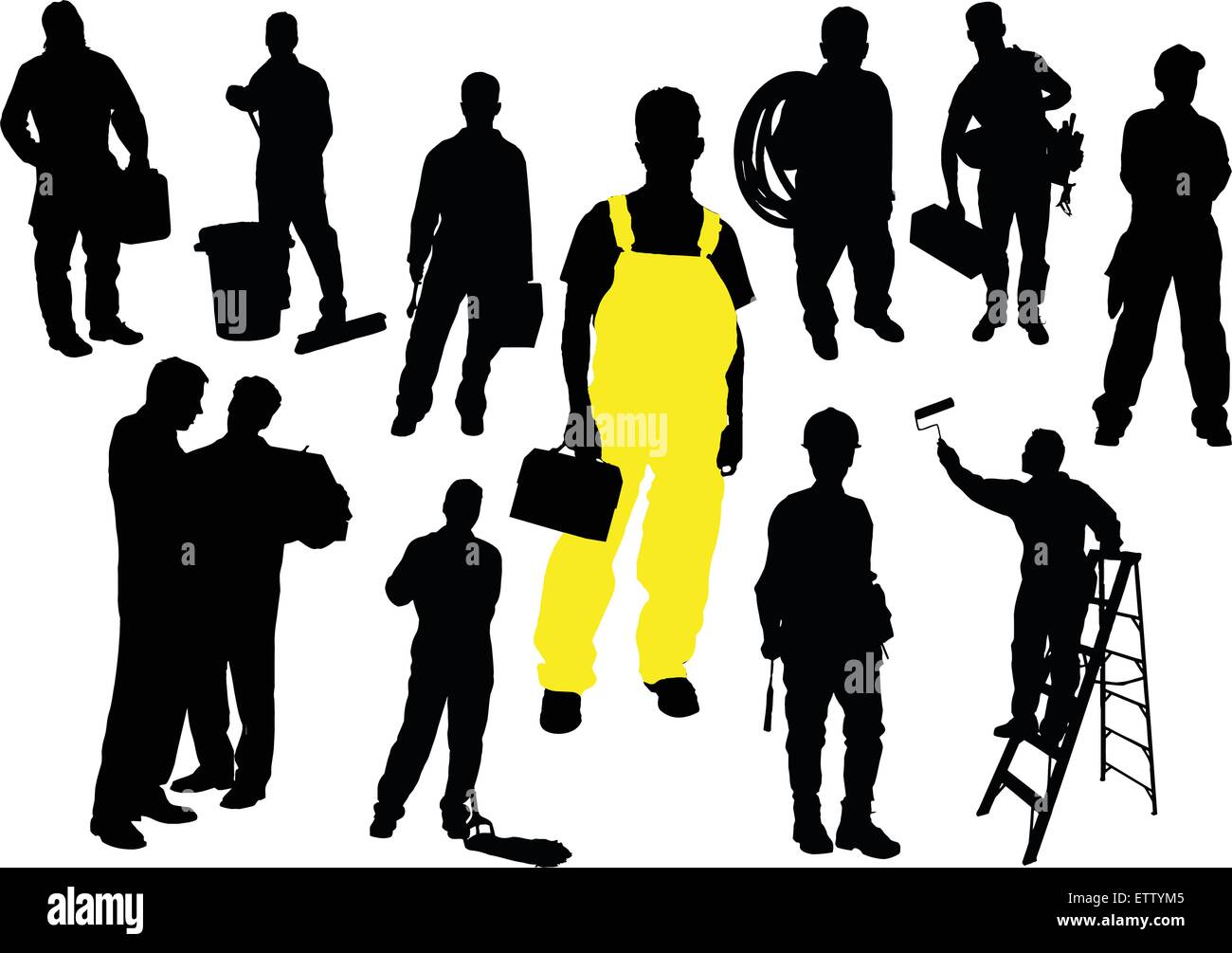 Douze personnes de silhouettes. Les travailleurs. Vector illustration Illustration de Vecteur