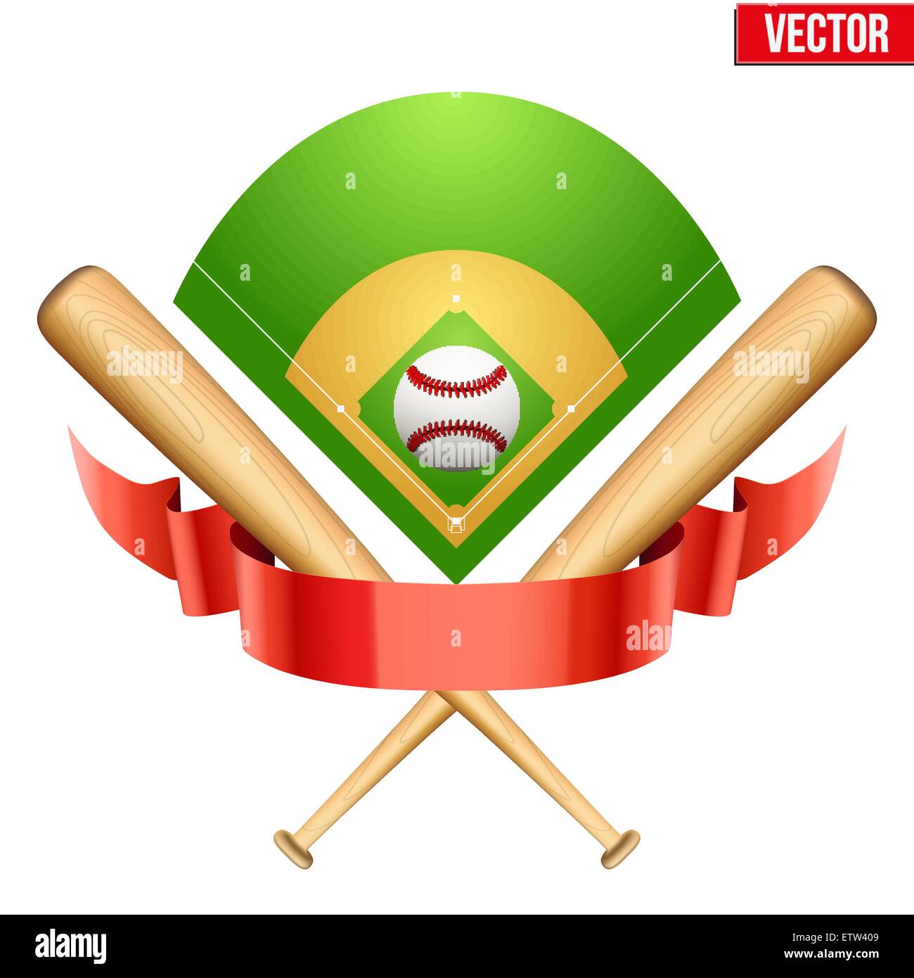 Vector illustration de baseball balle de cuir et de chauves-souris. Illustration de Vecteur