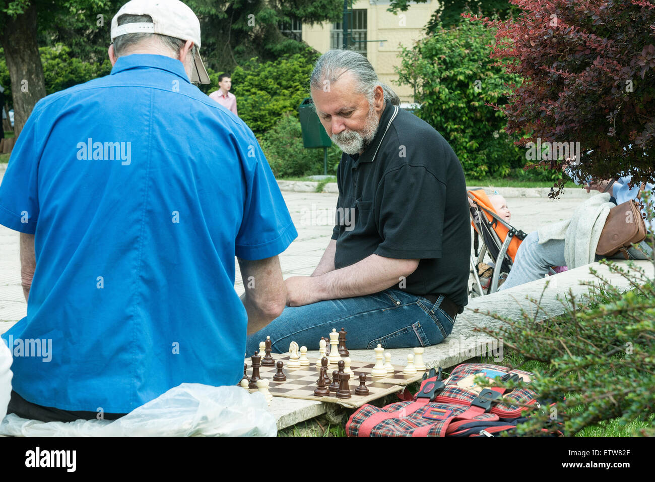 Joueurs d'échecs dans un parc à Sarajevo Banque D'Images