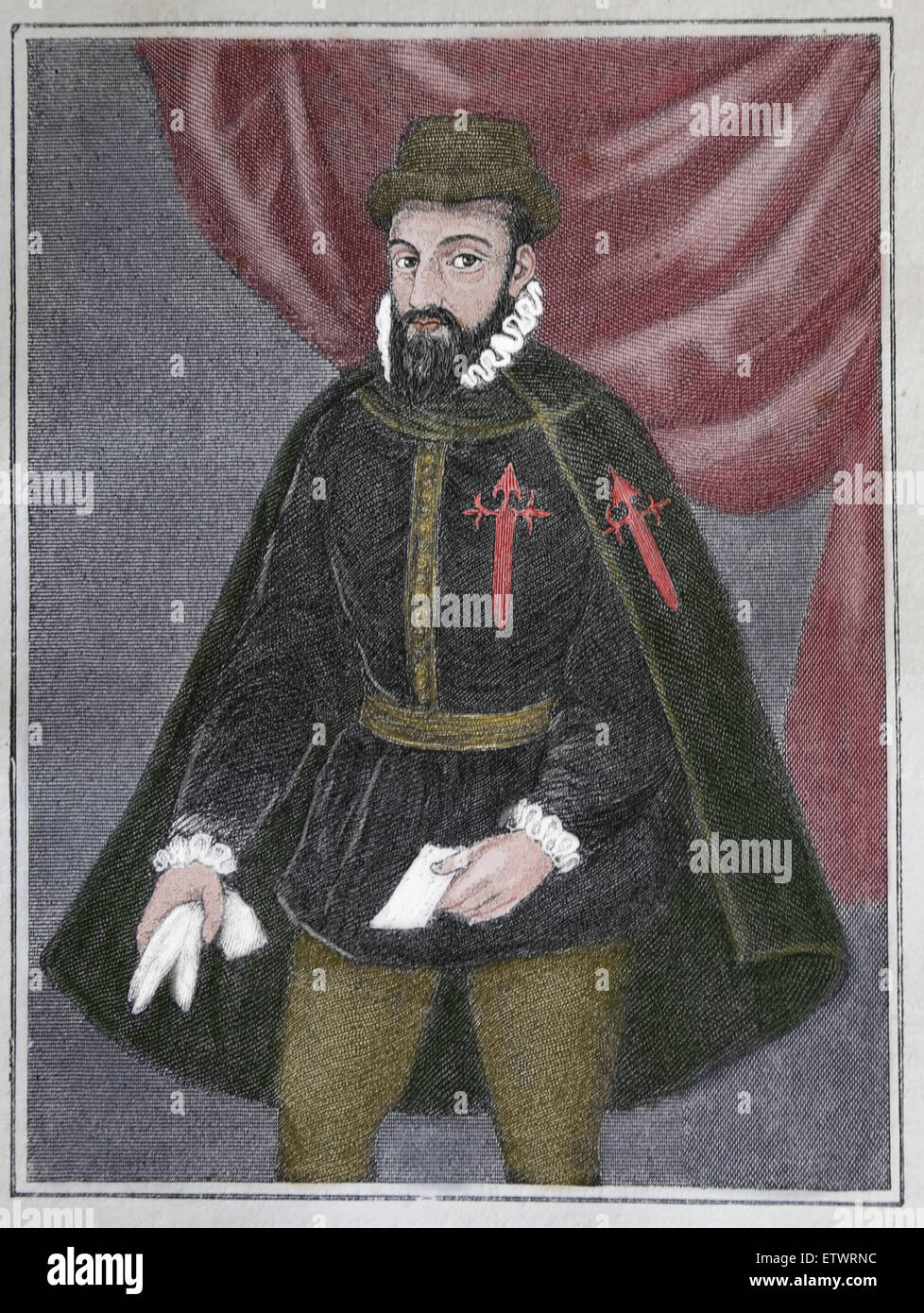 Francisco Pizarro (1471-1541). Conquistador espagnol. Conquis l'Empire Inca. Gravure publié dans conquête du Pérou de prés Banque D'Images