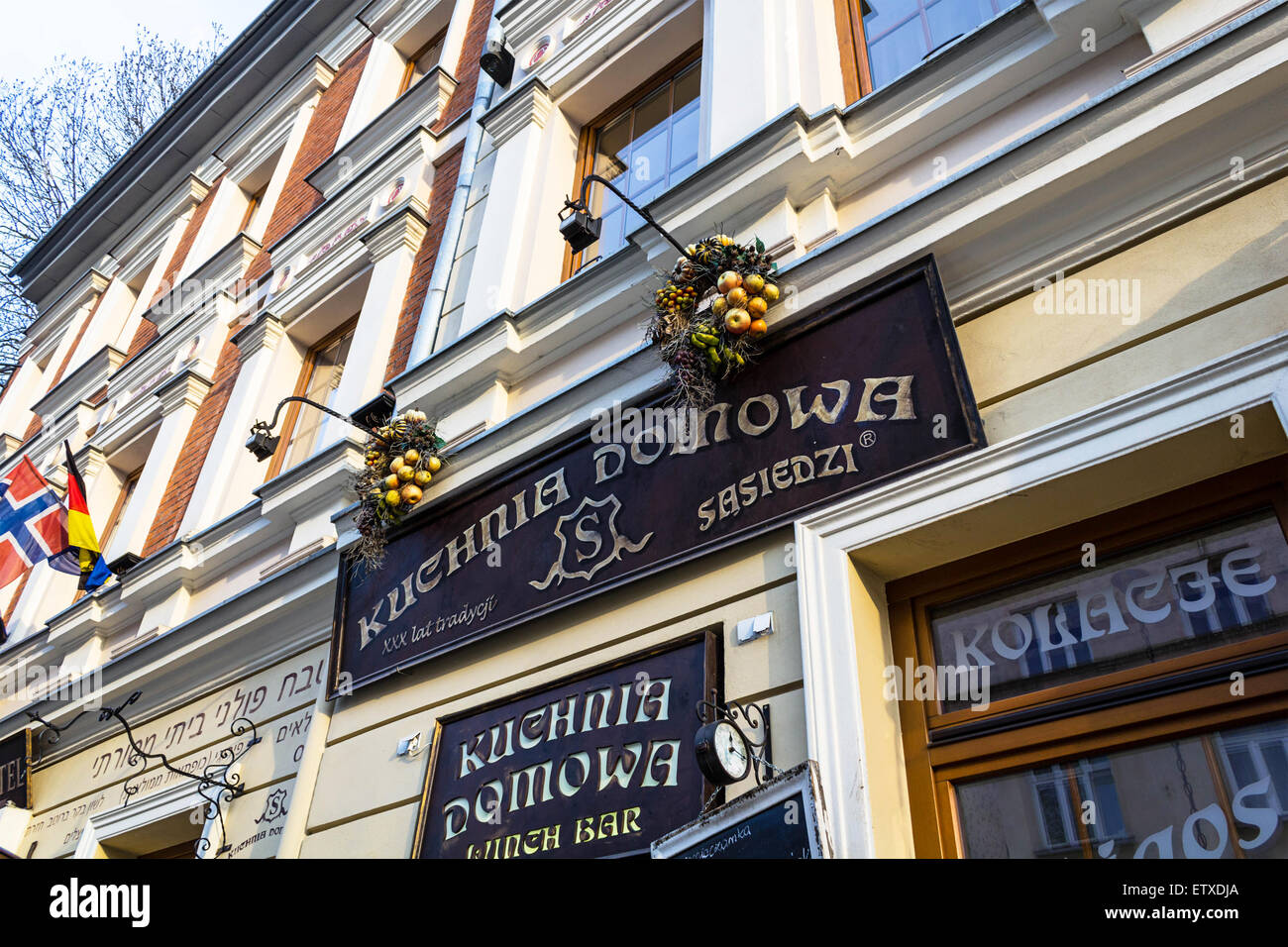 Kuchnia restaurant polonais, home quelle est l avec des repas traditionnels, à Kazimierz à Cracovie, Pologne Banque D'Images