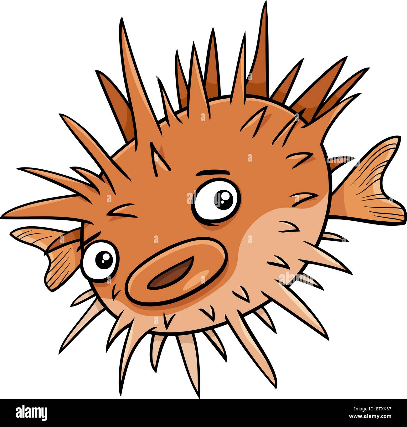 Cartoon Illustration de Funny Animal marin Poisson Blowfish Illustration de Vecteur