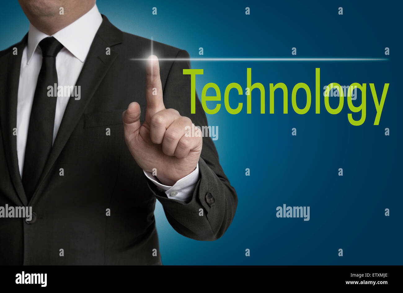 L'écran tactile de la technologie est géré par affaires. Banque D'Images