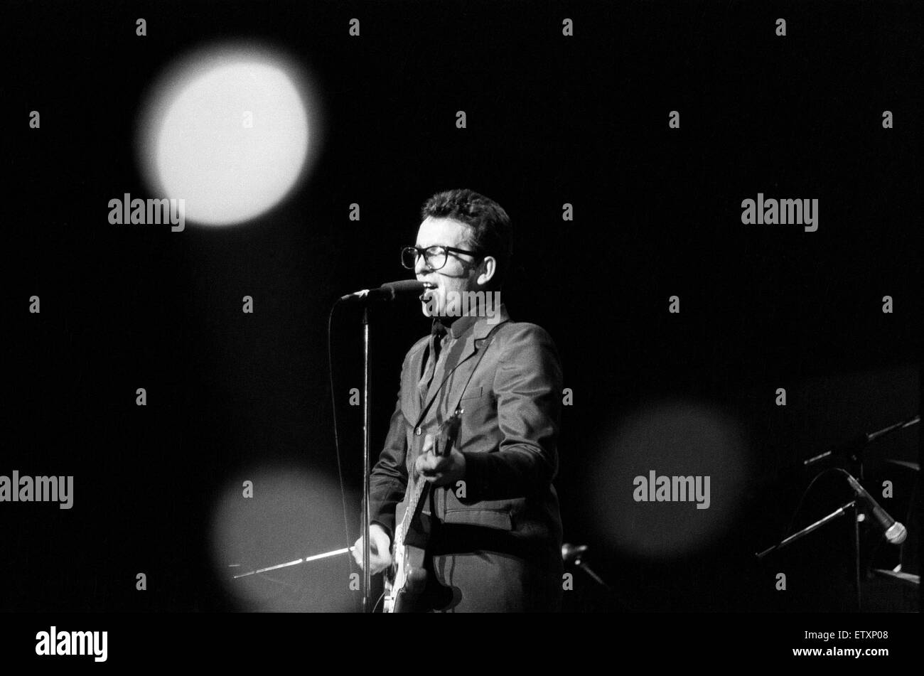 Elvis Costello sur scène. 9e janvier 1980. Banque D'Images