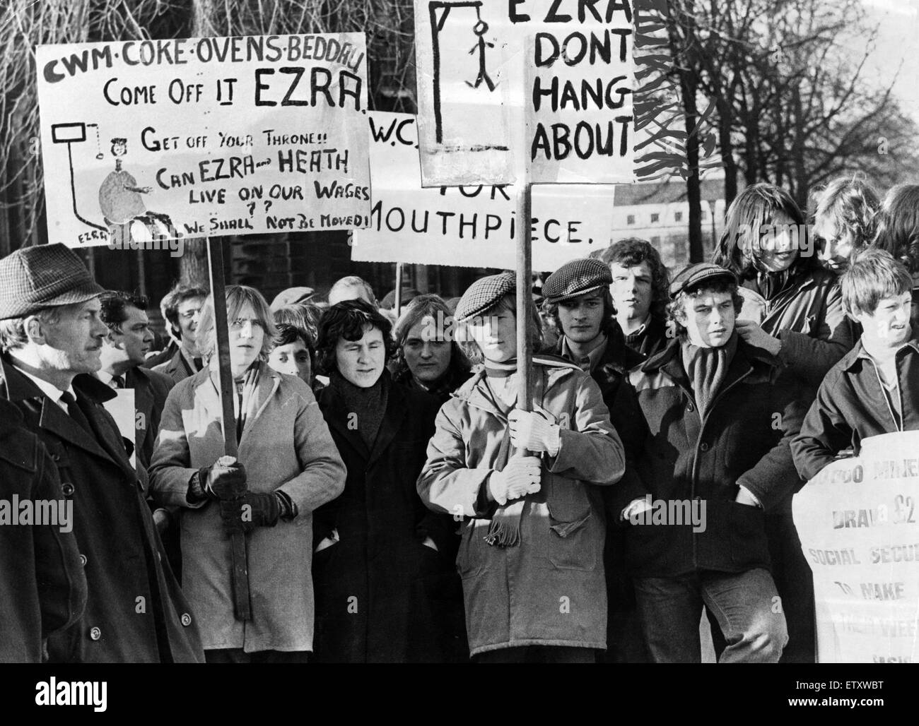 Grève des mineurs de 1972. Piquets, Pays de Galles. 27 janvier 1972. Banque D'Images