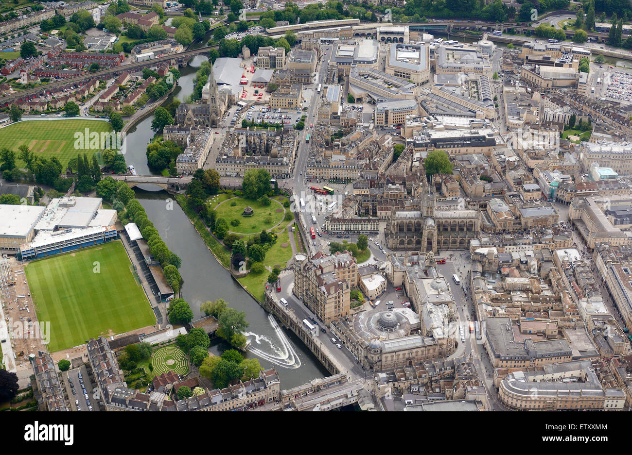 Ville de Bath, à partir de l'air, Angleterre du Sud-Ouest, Royaume-Uni Banque D'Images