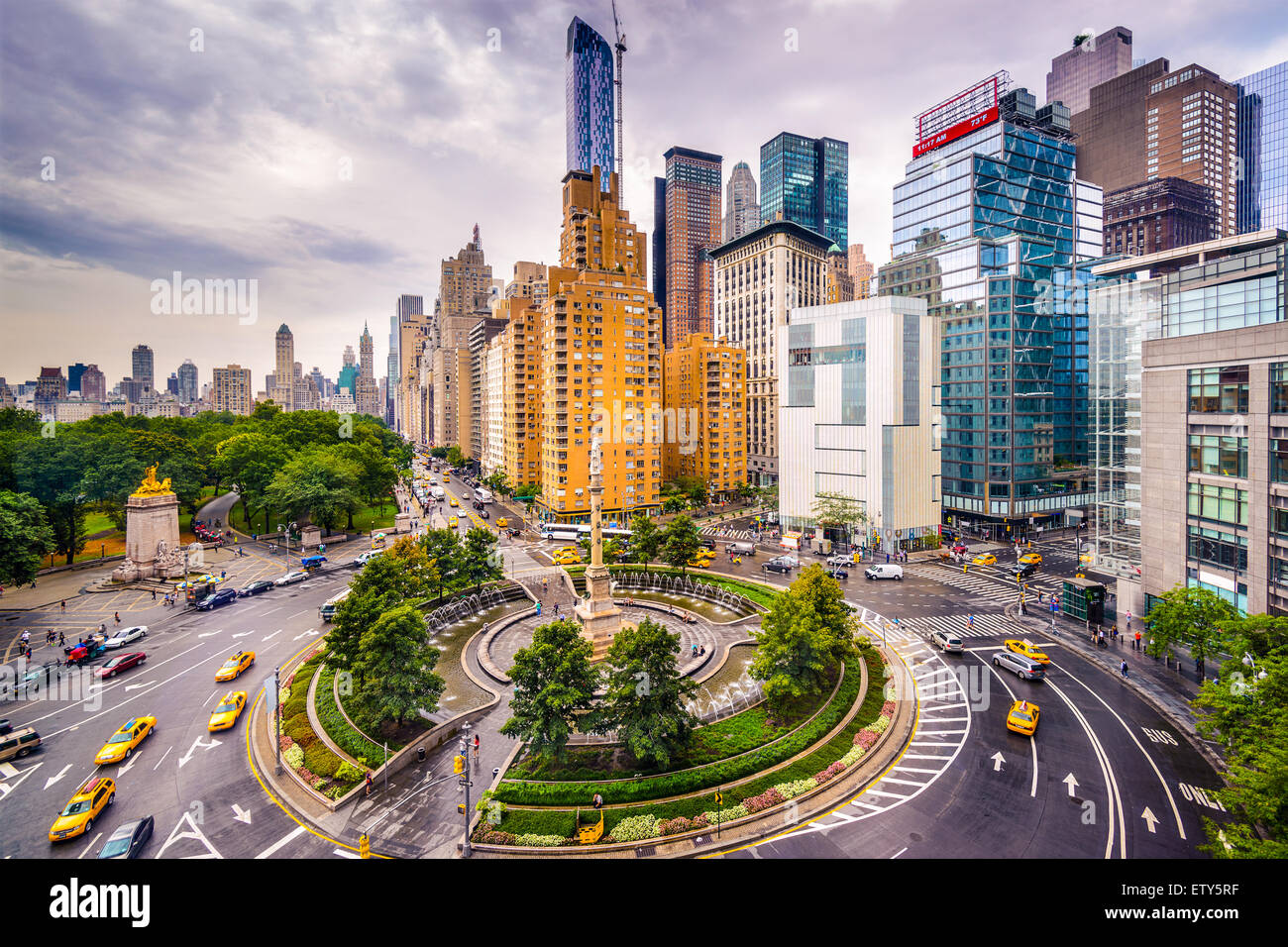 La ville de New York, USA cityscape à Columbus Circle. Banque D'Images