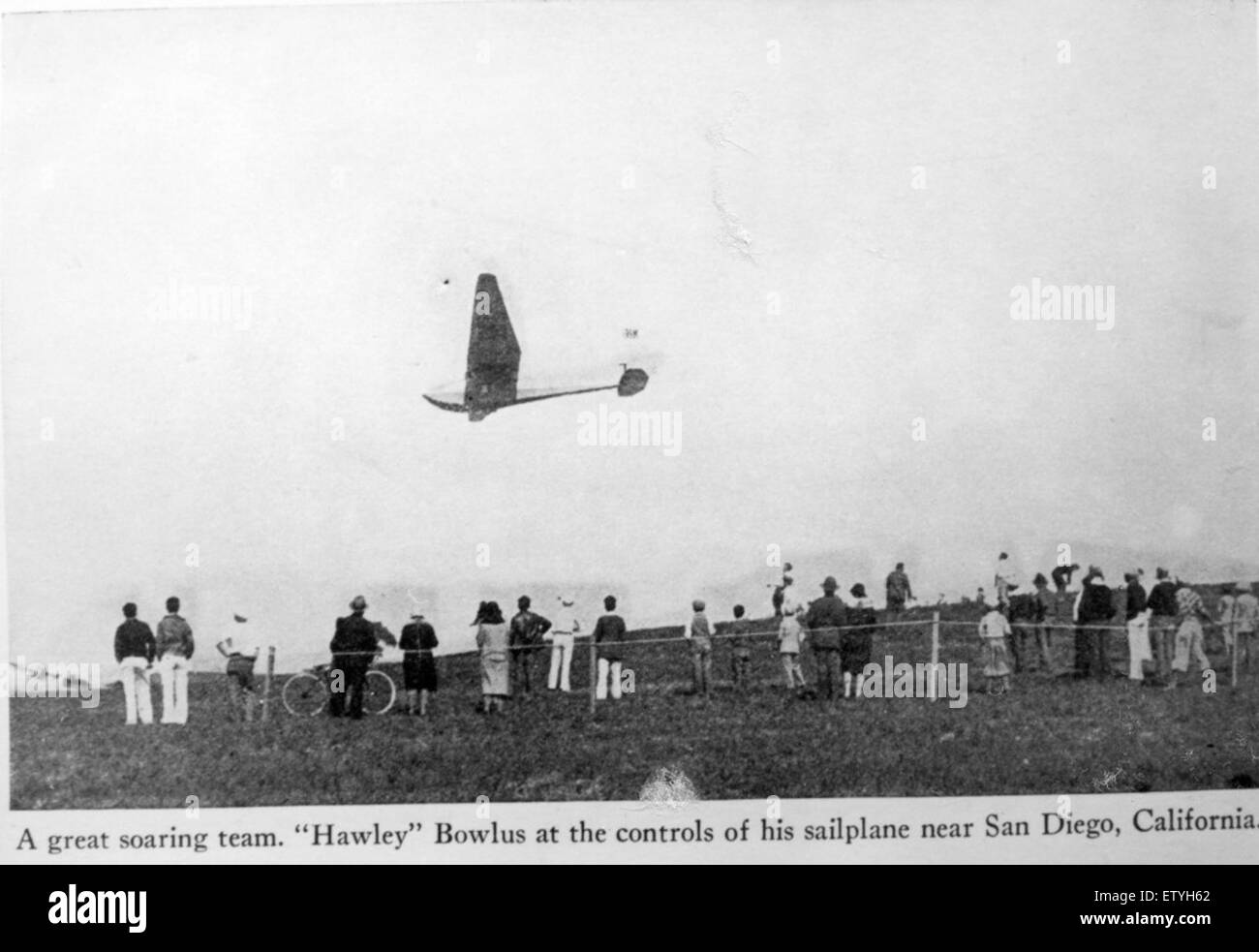 Le Bowlus SP-1 Paperwing est un planeur vintage, connu pour son design léger et sa construction élégante. Il a été l'un des pionniers de l'aviation et représente un moment clé dans le développement de la technologie du planeur. Banque D'Images