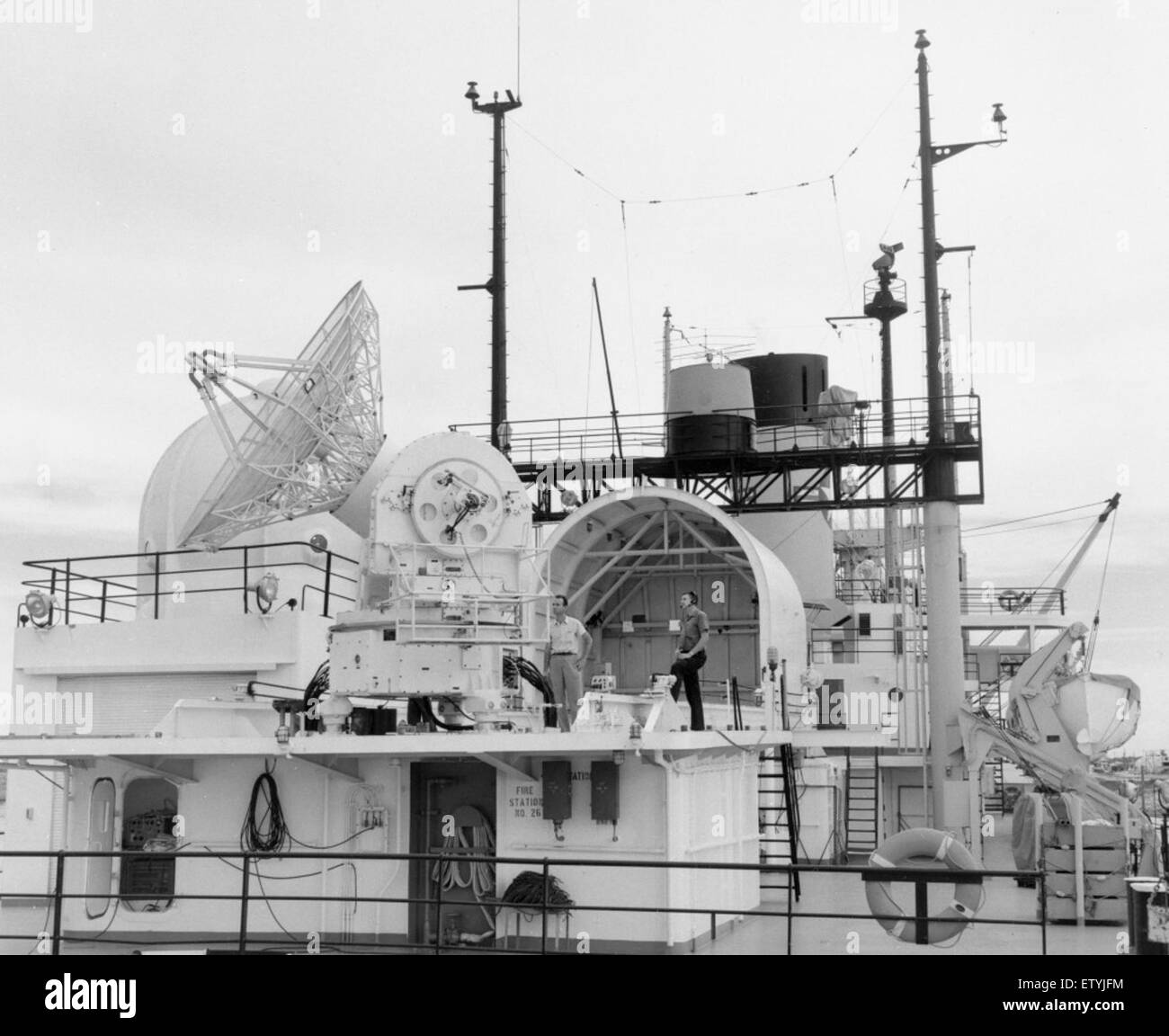 Le navire *Twin Falls Victory*, équipé d’un radar FPS-16, a joué un rôle important dans la logistique et le transport militaires. Le système radar était vital pour la navigation et la sécurité dans les zones opérationnelles du navire. Banque D'Images