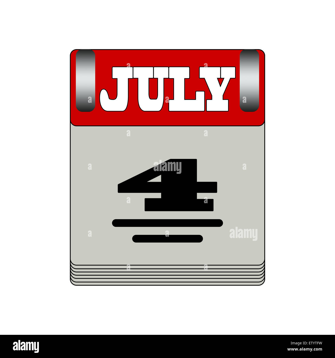 Icône de l'agenda, version plate pour le 4 juillet. Banque D'Images