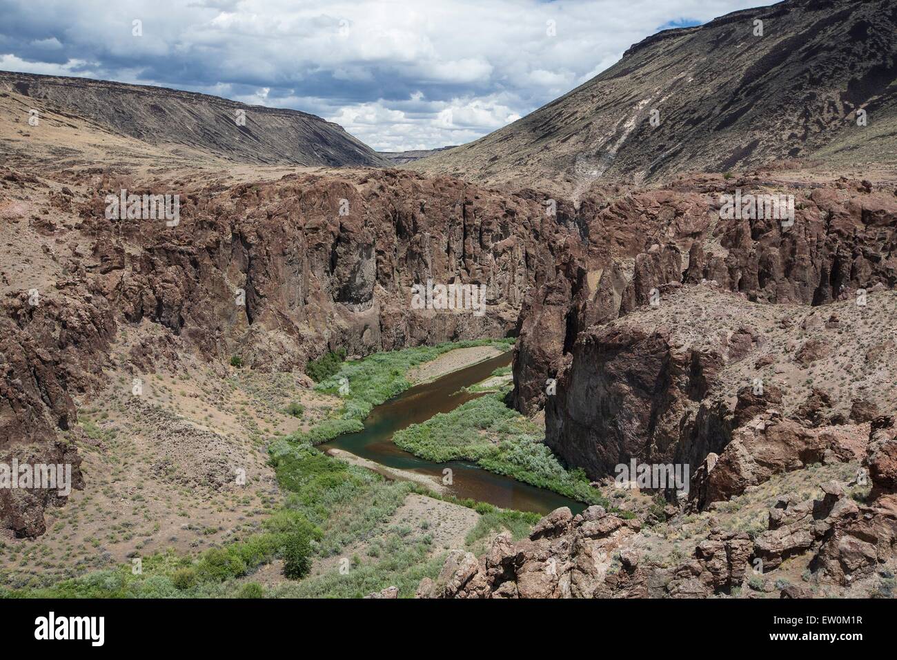 L'Bruneau Jarbidge rivière qui traverse un canyon dans le désert dans le sud-ouest de Canyonlands Valley dans l'Idaho. Banque D'Images