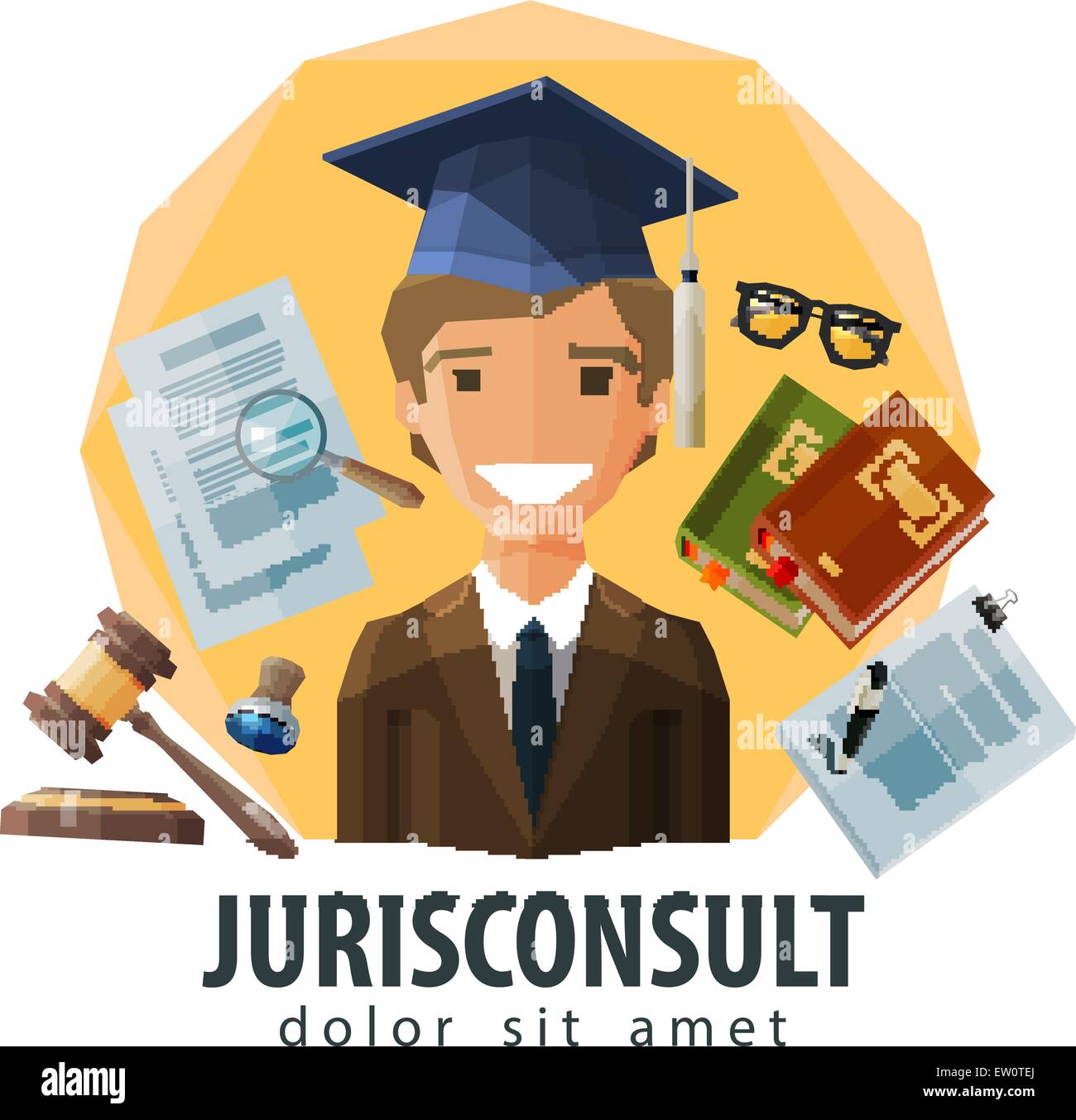 Avocat, procureur logo vector modèle. juriste, expert juridique, l'avocat ou du jurisconsulte icône. télévision illustration Illustration de Vecteur