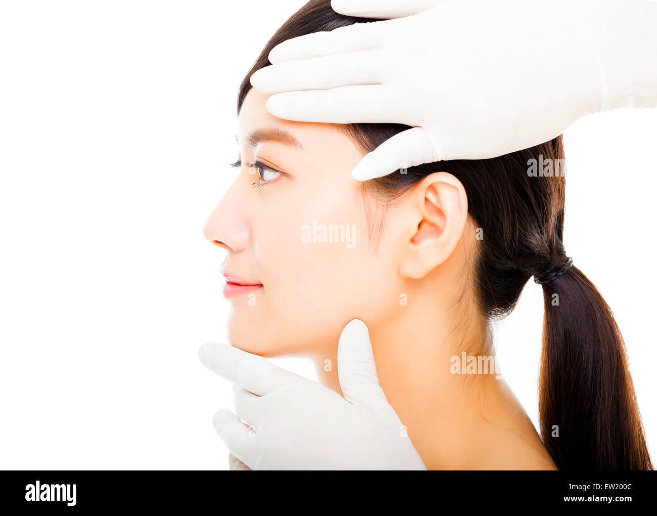 Jeune femme gros plan visage avec beauté concept médical Banque D'Images