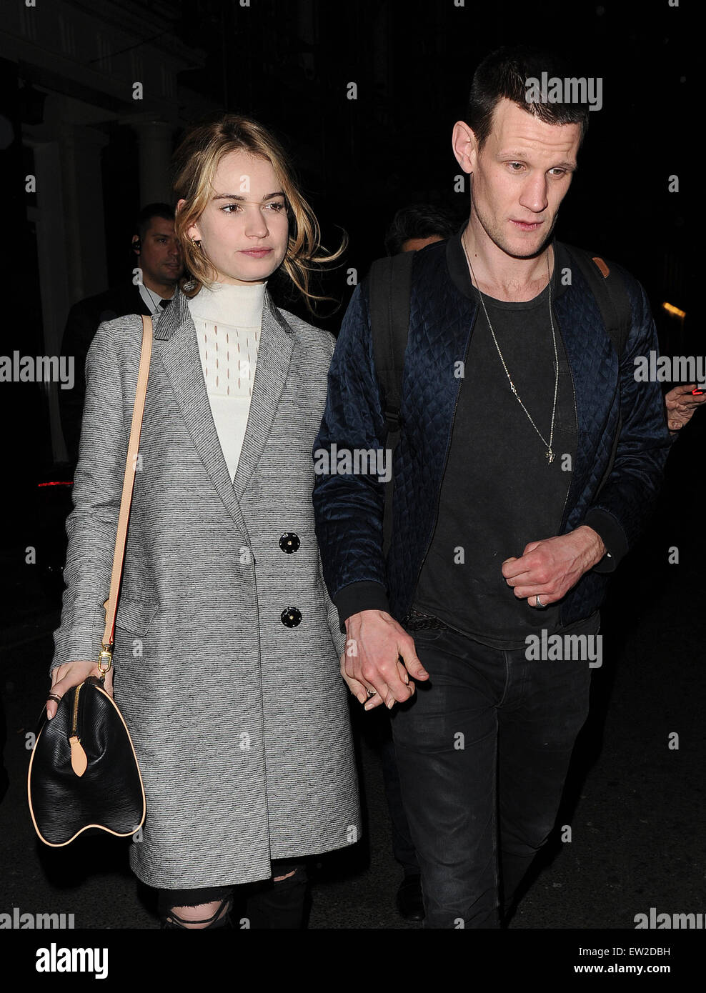 Matt Smith Et Lily James Ryan Gosling, Lily James et Matt Smith profitez d'une soirée en Mayfair  avec : Matt Smith, James Lily Où : London, Royaume-Uni Quand : 10 Jan 2015  C Photo Stock - Alamy