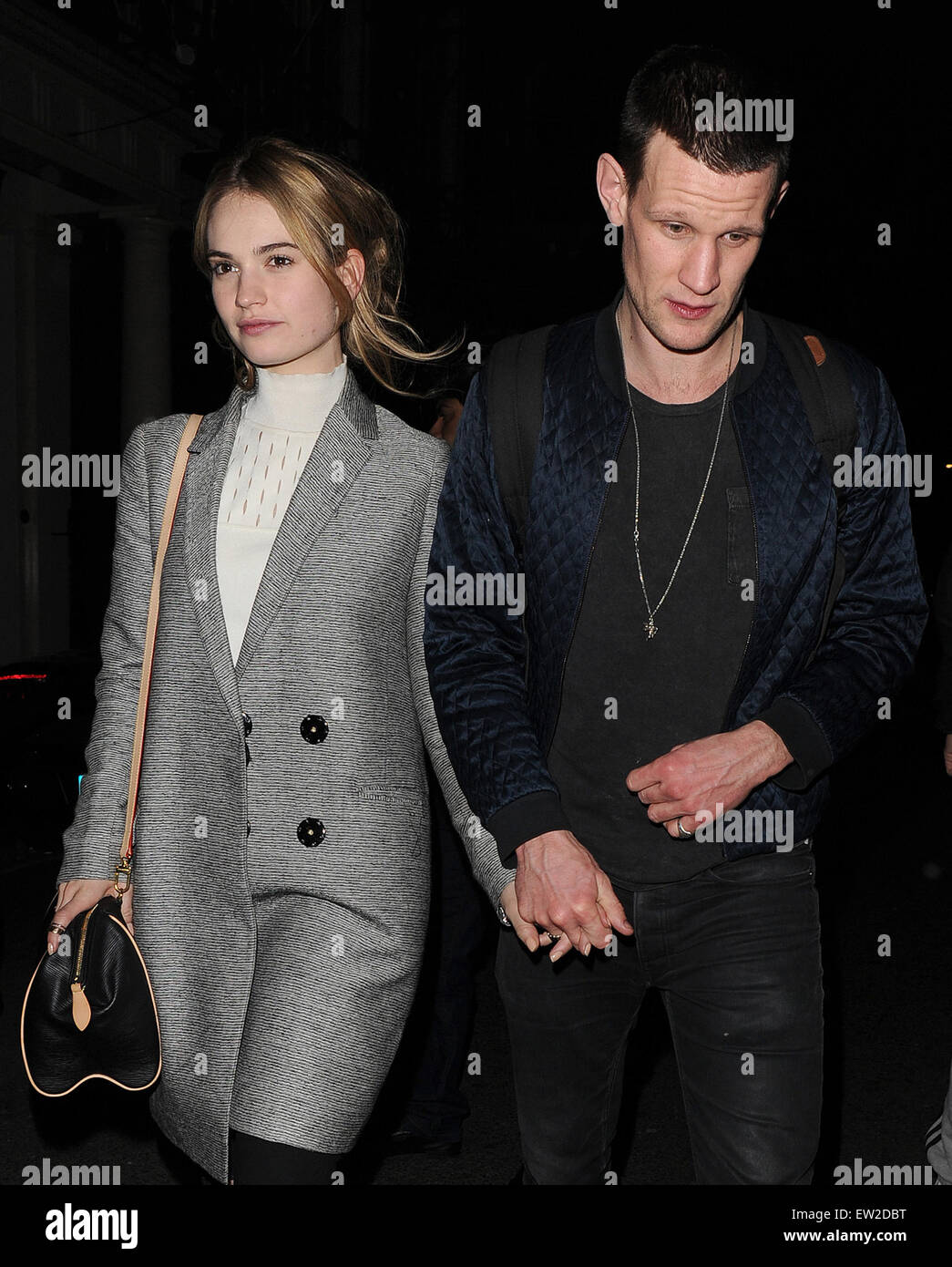Matt Smith Et Lily James Ryan Gosling, Lily James et Matt Smith profitez d'une soirée en Mayfair  avec : Matt Smith, James Lily Où : London, Royaume-Uni Quand : 10 Jan 2015  C Photo Stock - Alamy