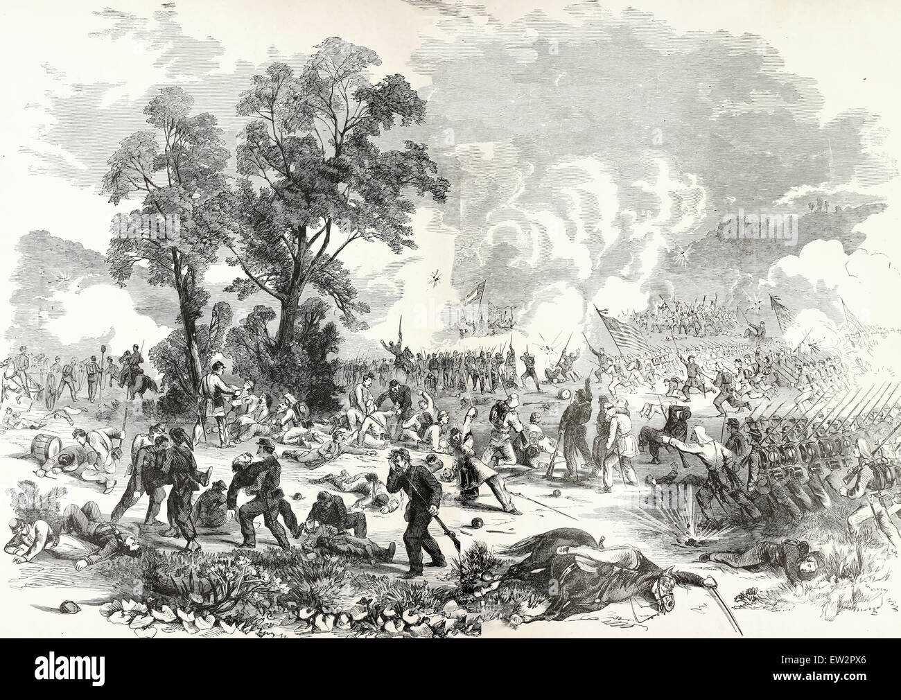 Première bataille de Bull Run, Virginia. 21 juillet 1861 entre l'armée fédérale commandé par le général McDowell et l'armée confédérée commandées par les généraux Beauregard et Johnston - Guerre civile USA Banque D'Images