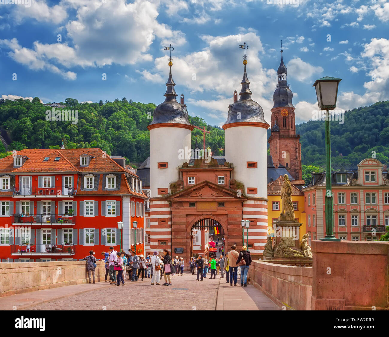 Célèbre Vieux Pont d'embarquement. Heidelberg, Allemagne Banque D'Images