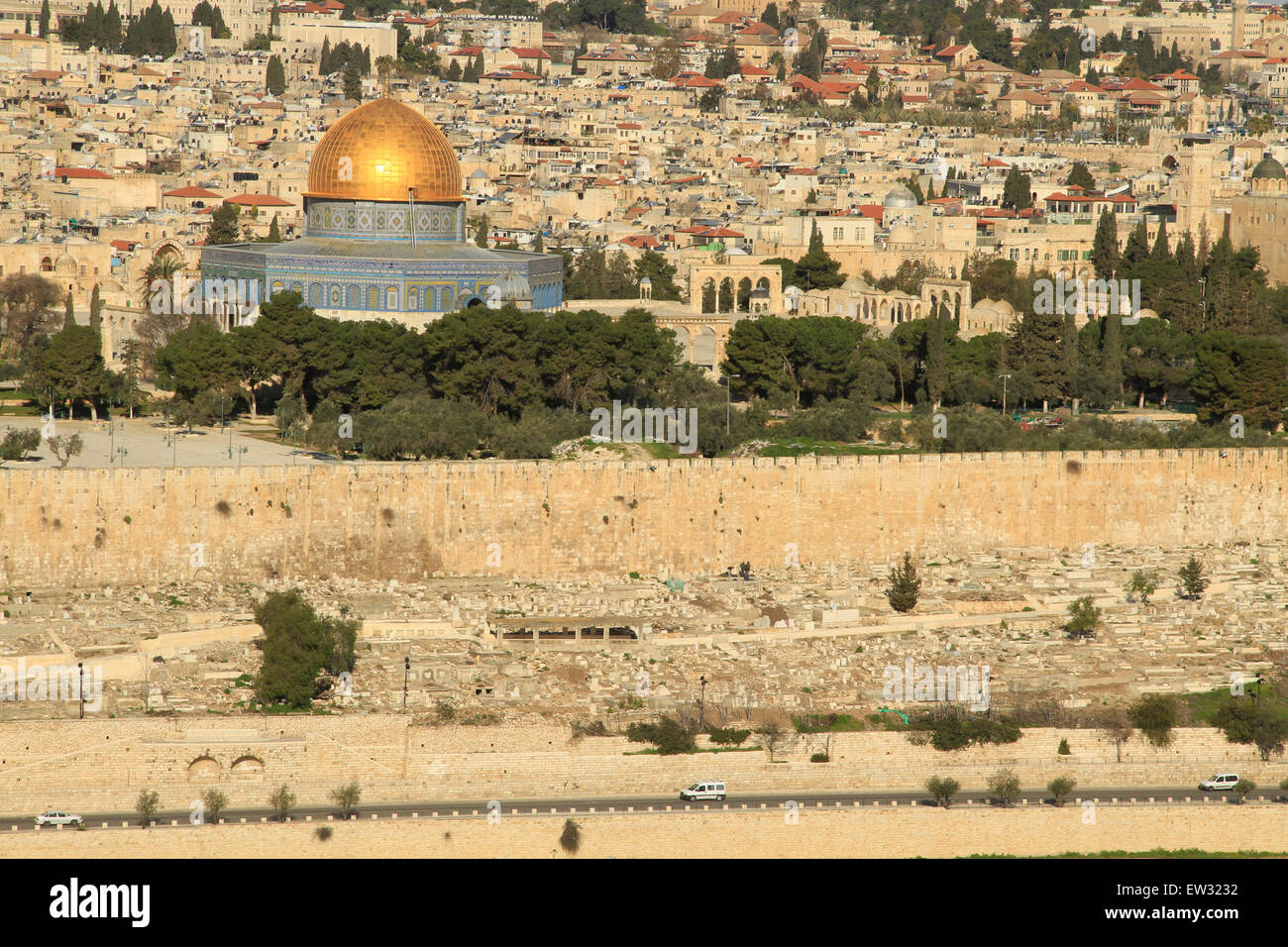 Israël, Jérusalem, une vue sur le mont du Temple du Mont des Oliviers Banque D'Images