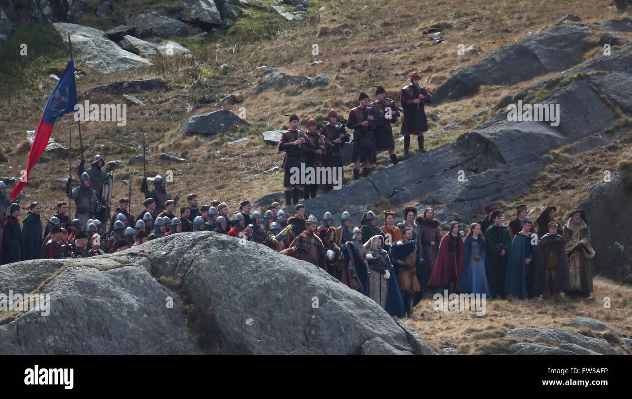 'Chevaliers de la Table Ronde:King Arthur' film tournage dans le pays de Galles dispose d''atmosphère où : Conwy, Royaume-Uni Quand : 14 Jan 2015 C Banque D'Images