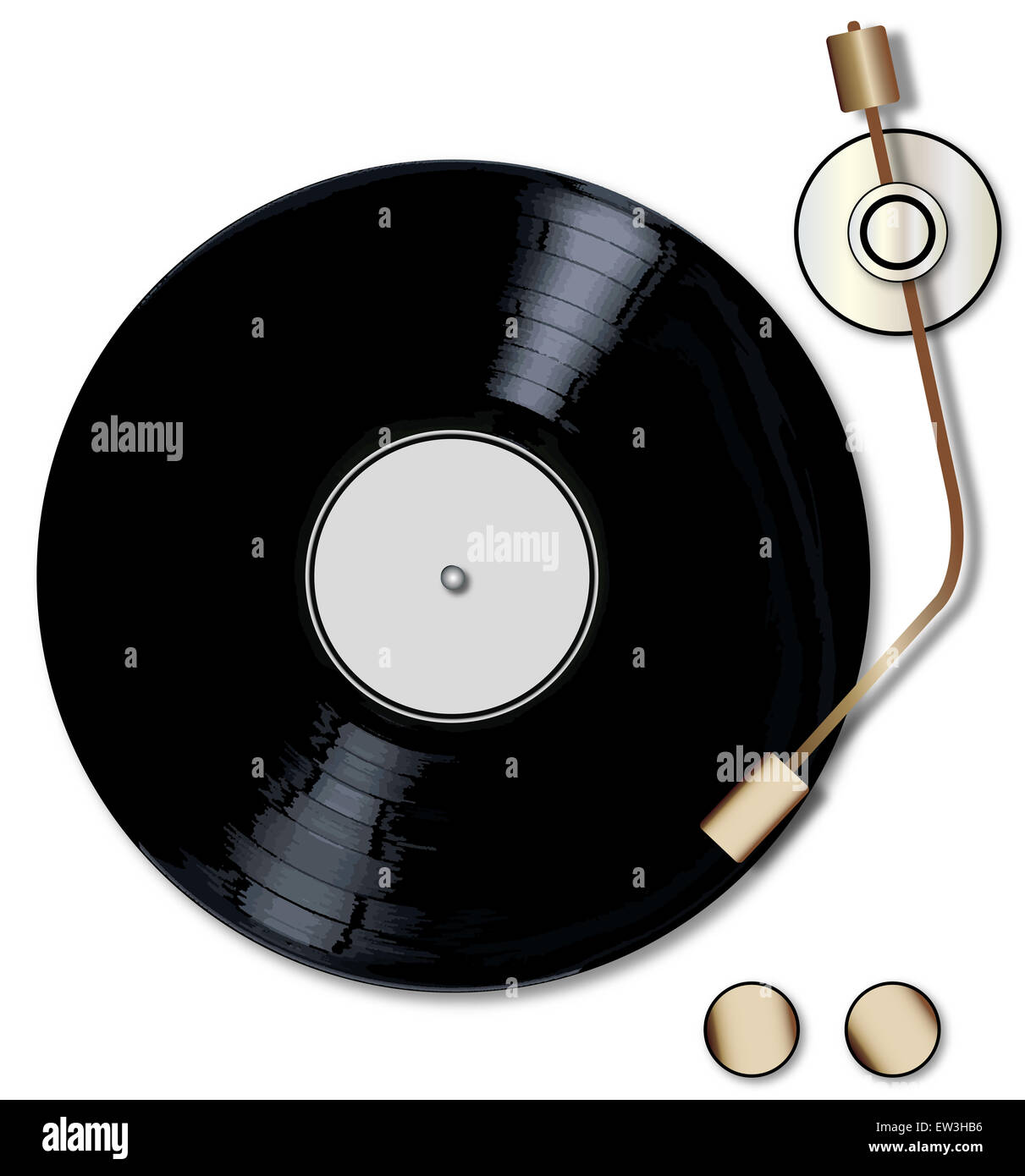 Un disque vinyle LP typique avec un blanc tournant sur un enregistrement labell player sur un fond blanc. Banque D'Images
