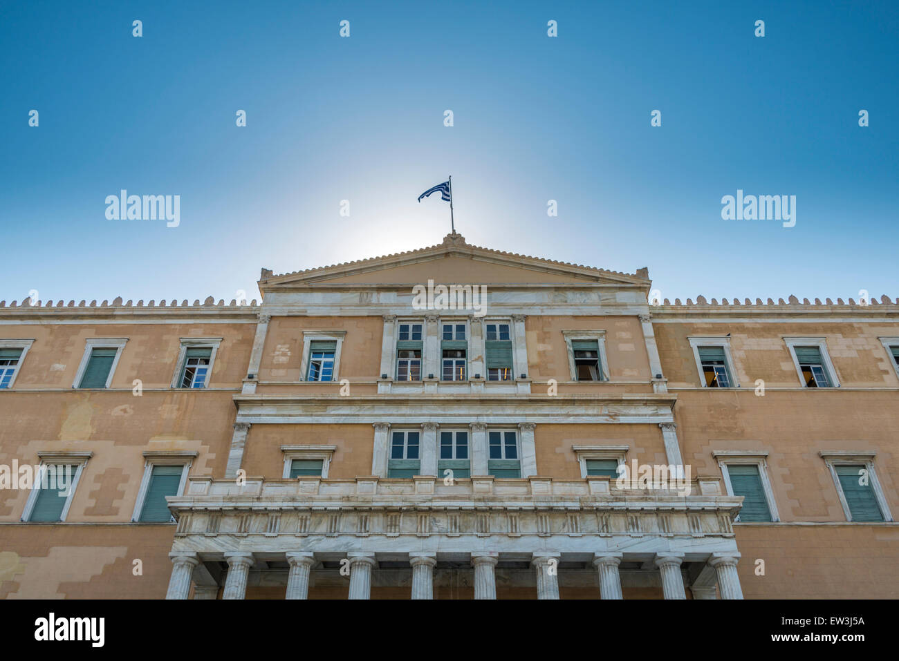 La façade de l'édifice du Parlement grec à la place Syntagma, Athènes Banque D'Images