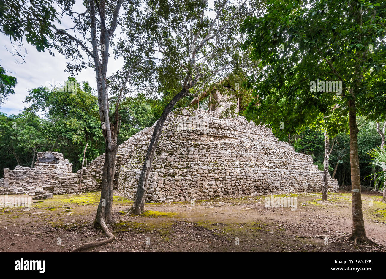 Pyramide de Grupo de las Pinturas, Zone Archéologique de Cobá, péninsule du Yucatan, Quintana Roo, Mexique de l'état Banque D'Images