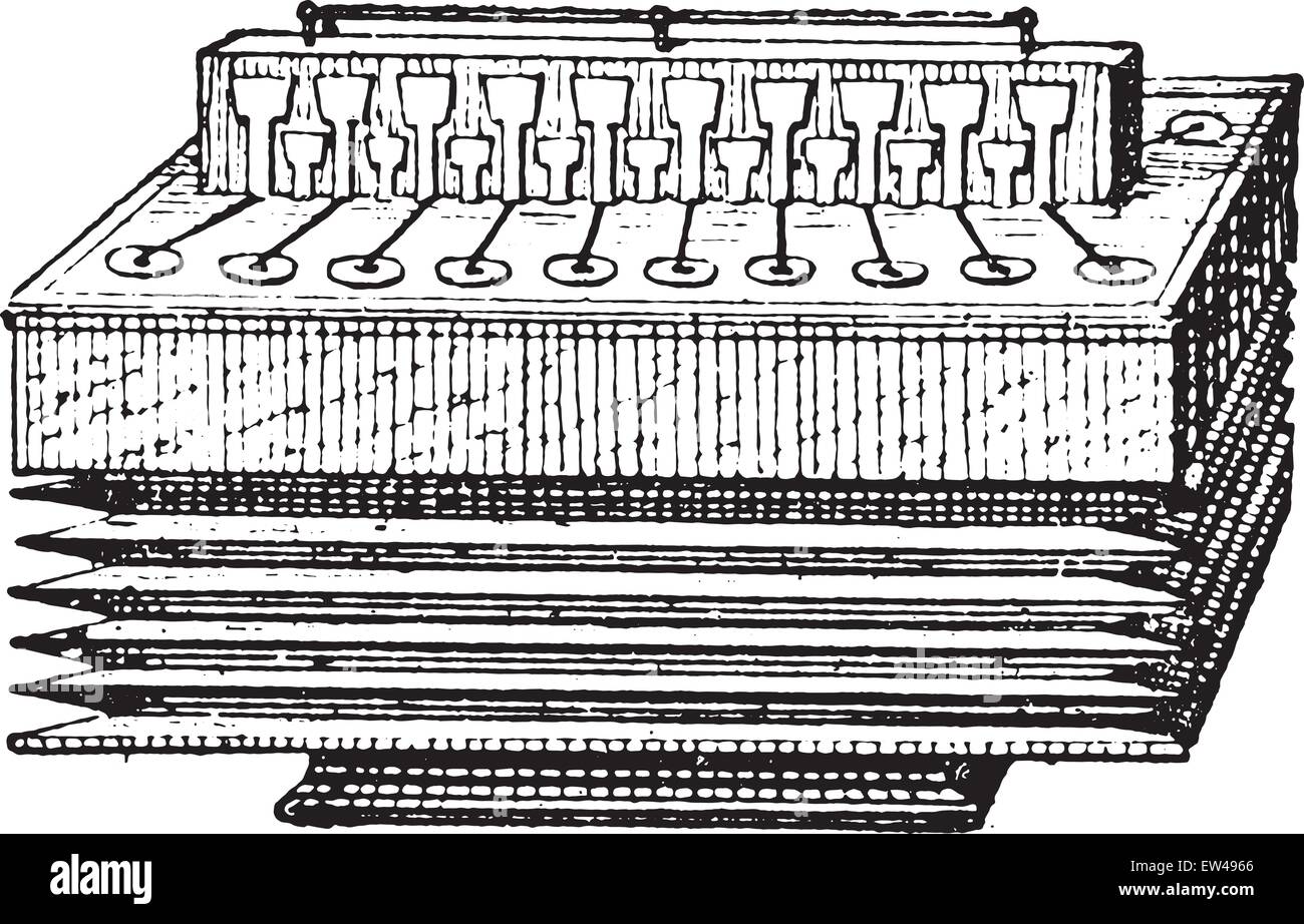 Accordéon, vintage engraved illustration. Dictionnaire des mots et des choses - Larive et Fleury - 1895. Illustration de Vecteur