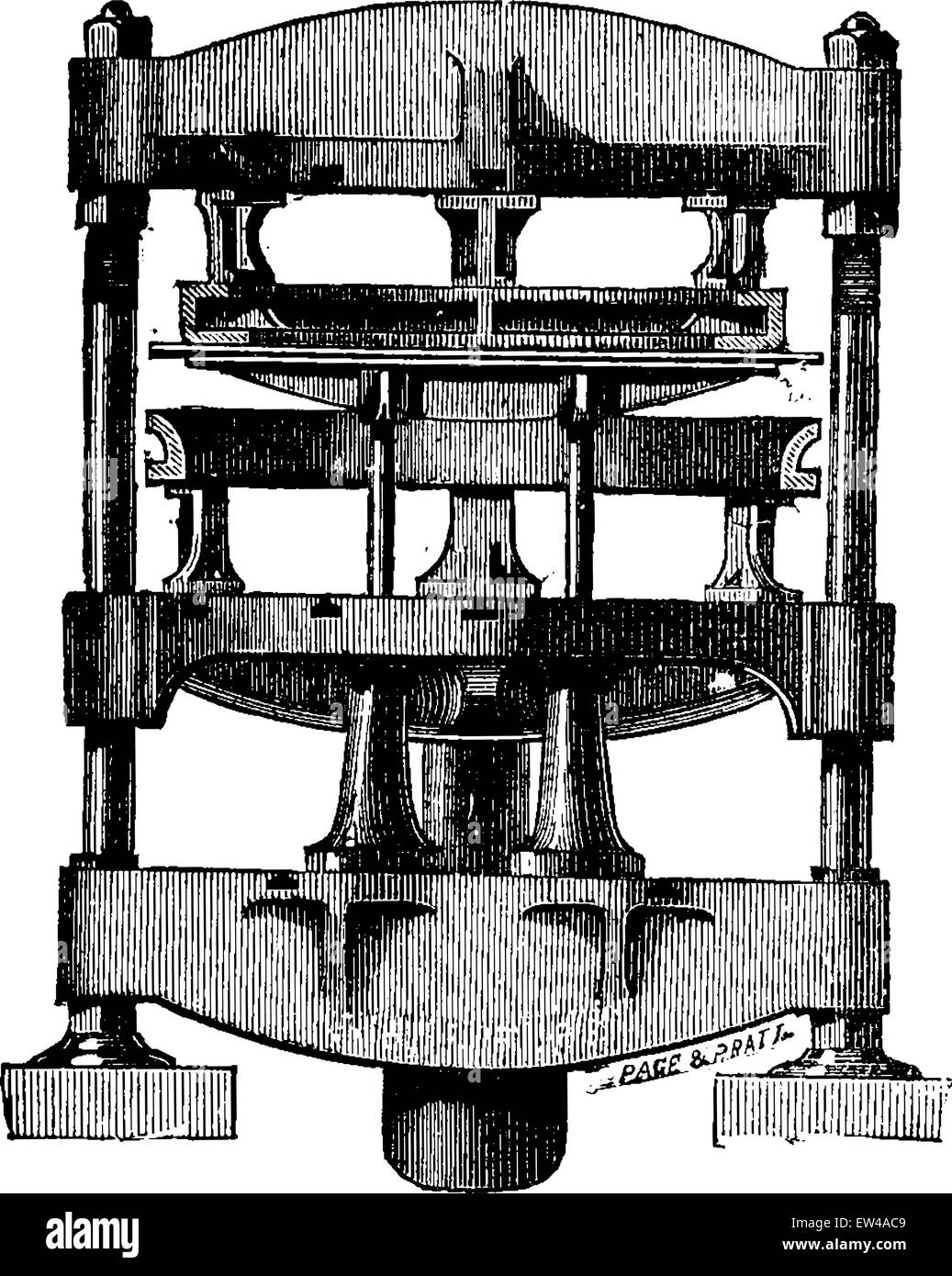 Appuyez sur pour replier les bords des feuilles, le tube vintage engraved illustration. Encyclopédie industrielle E.-O. Lami - 1875. Illustration de Vecteur