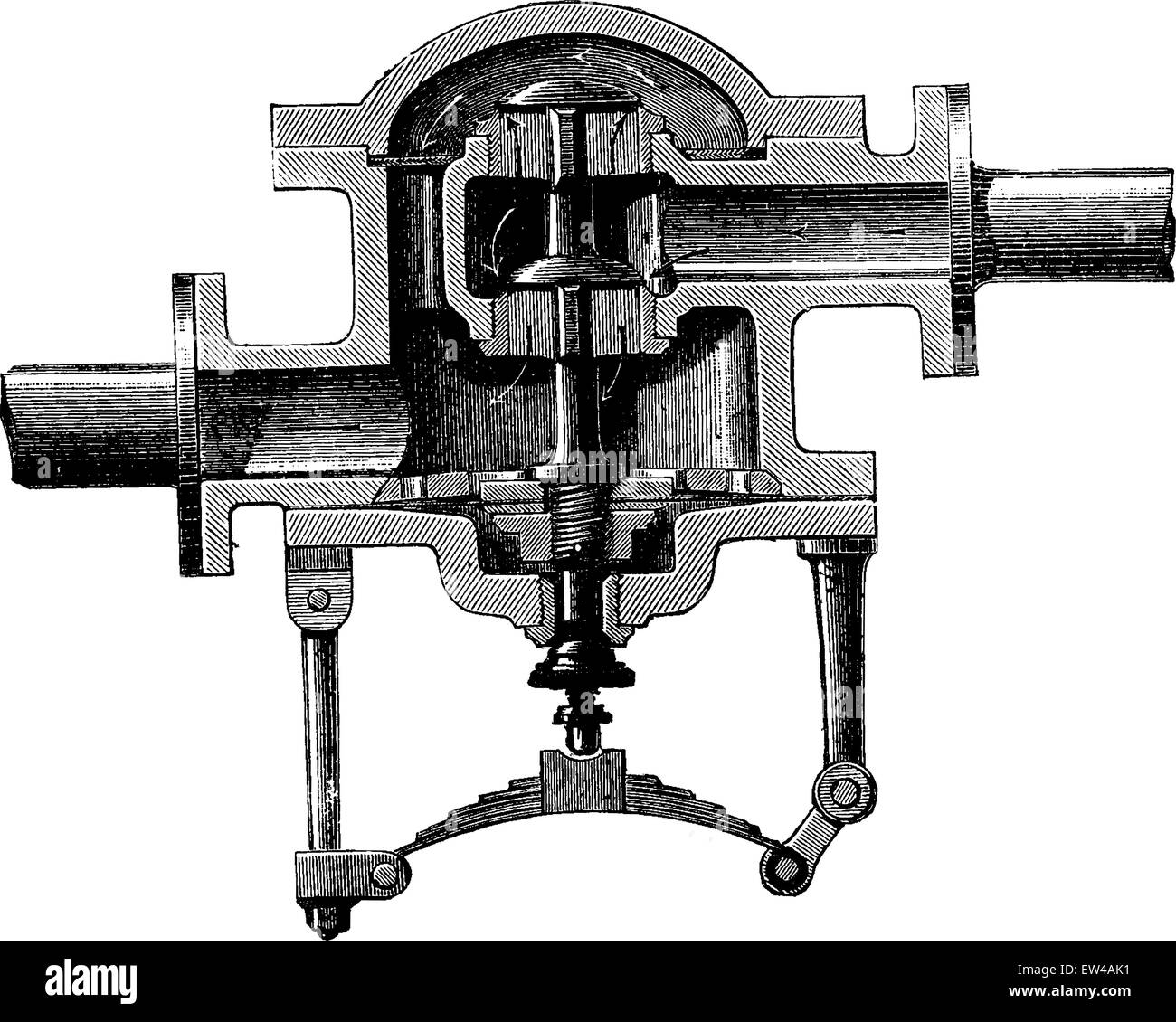 Ressort de régulateur, vintage engraved illustration. Encyclopédie industrielle E.-O. Lami - 1875. Illustration de Vecteur