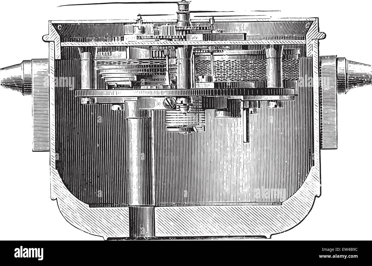 Chronomètre de marine de sa suspension fort, vintage engraved illustration. Encyclopédie industrielle E.-O. Lami - 1875. Illustration de Vecteur