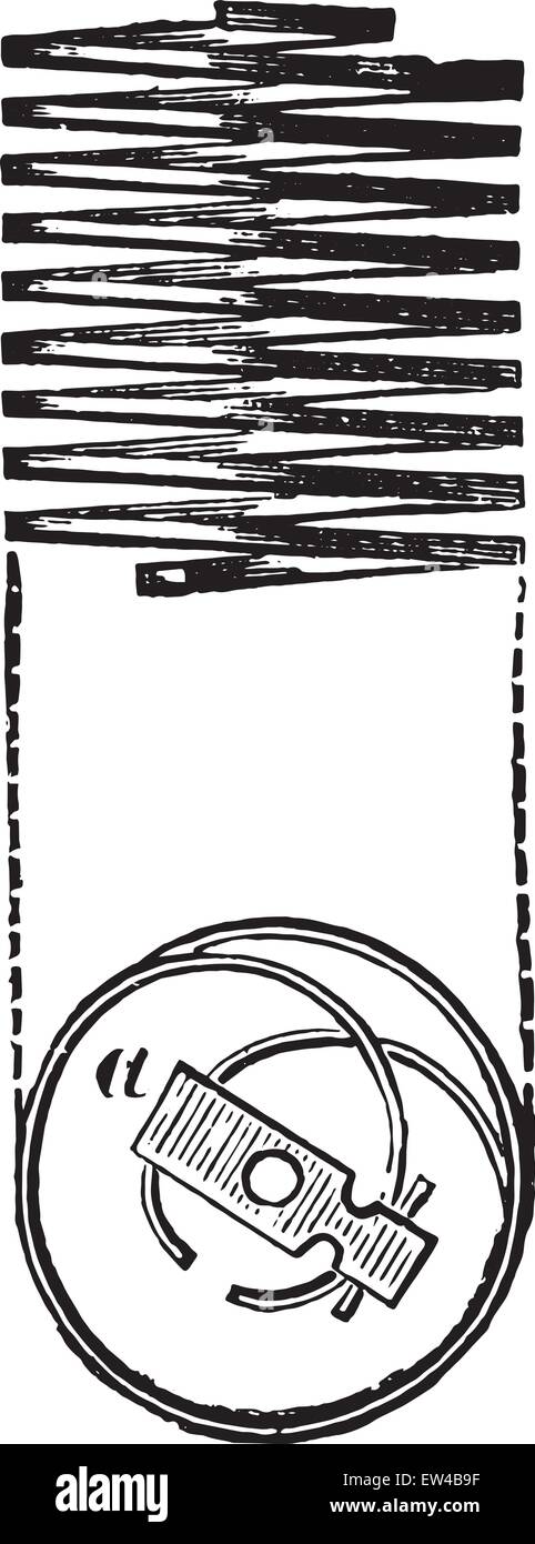 Ressort en spirale ou le réglage des minuteries, vintage engraved illustration. Encyclopédie industrielle E.-O. Lami - 1875. Illustration de Vecteur