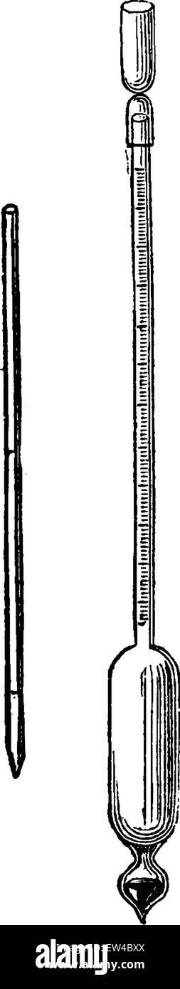 Densitomètre, vintage engraved illustration. Encyclopédie industrielle E.-O. Lami - 1875. Illustration de Vecteur