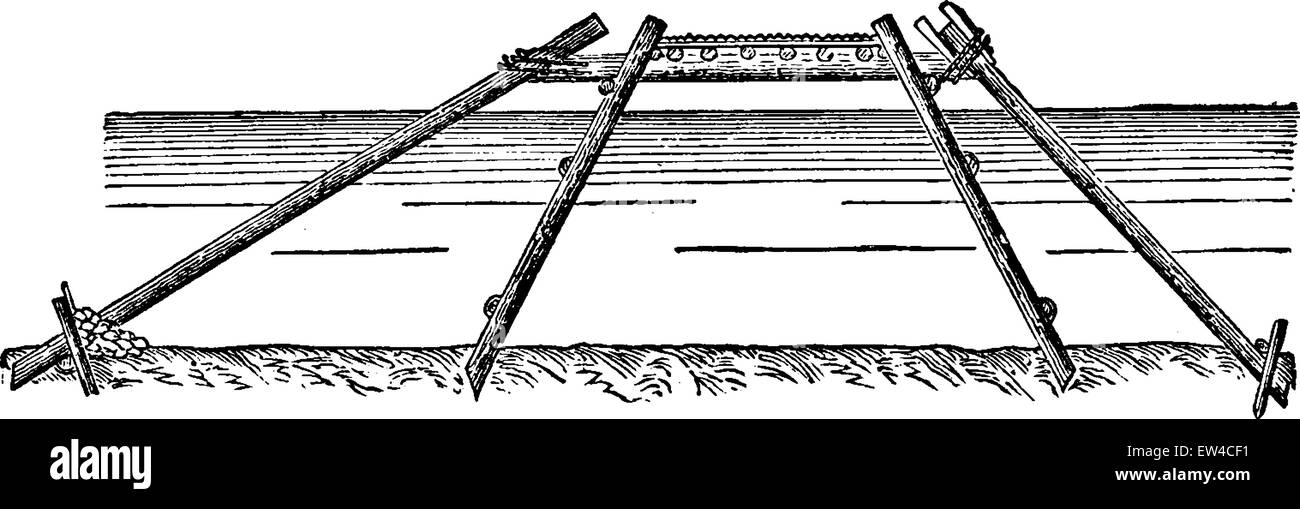 Le pont de César sur le Rhin, vintage engraved illustration. Encyclopédie industrielle E.-O. Lami - 1875. Illustration de Vecteur