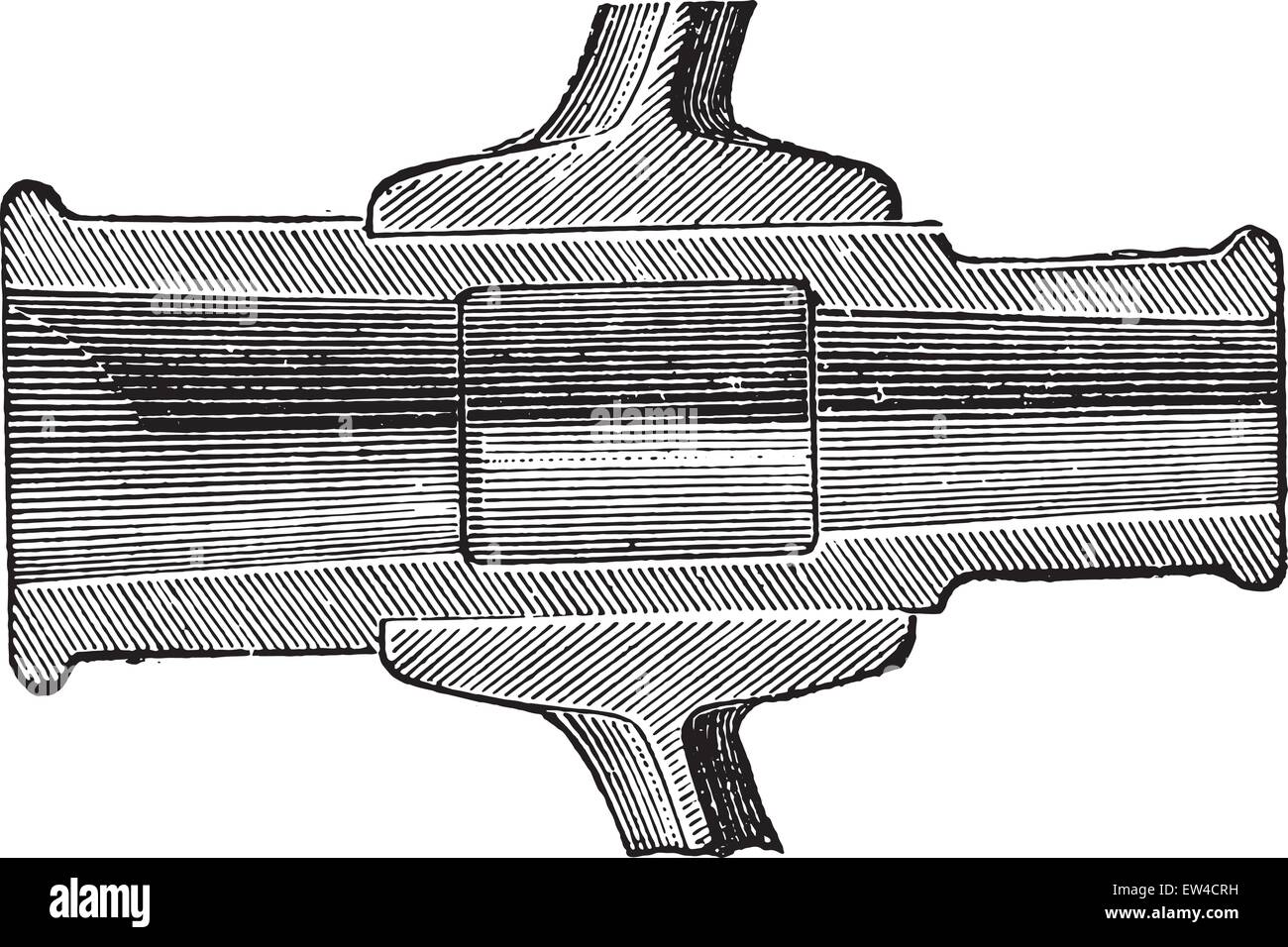 La Section de la boîte de moyeu, vintage engraved illustration. Encyclopédie industrielle E.-O. Lami - 1875. Illustration de Vecteur