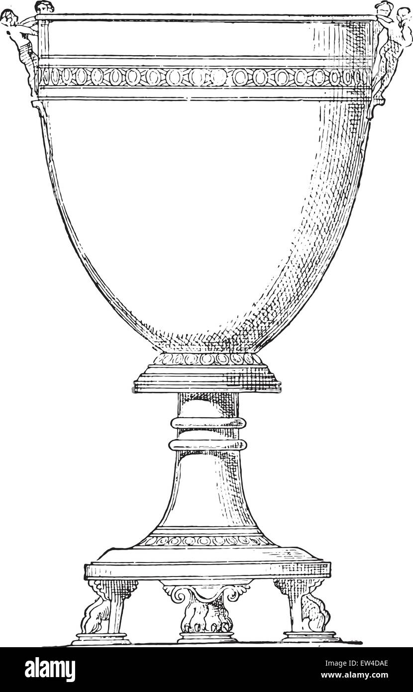 Tasse monté sur son pied, vintage engraved illustration. Illustration de Vecteur