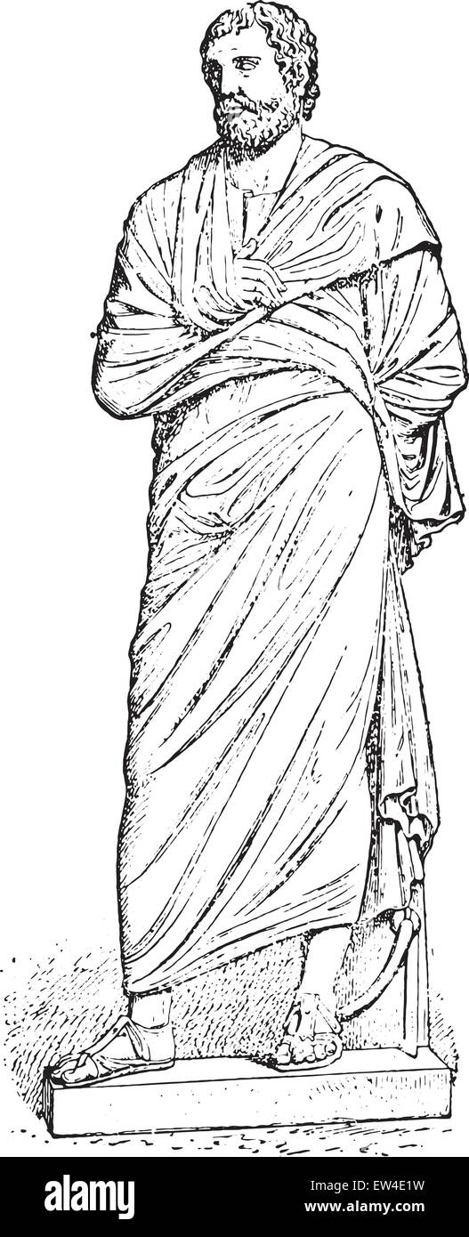 Pallium (après une statue du musée), vintage engraved illustration. Illustration de Vecteur