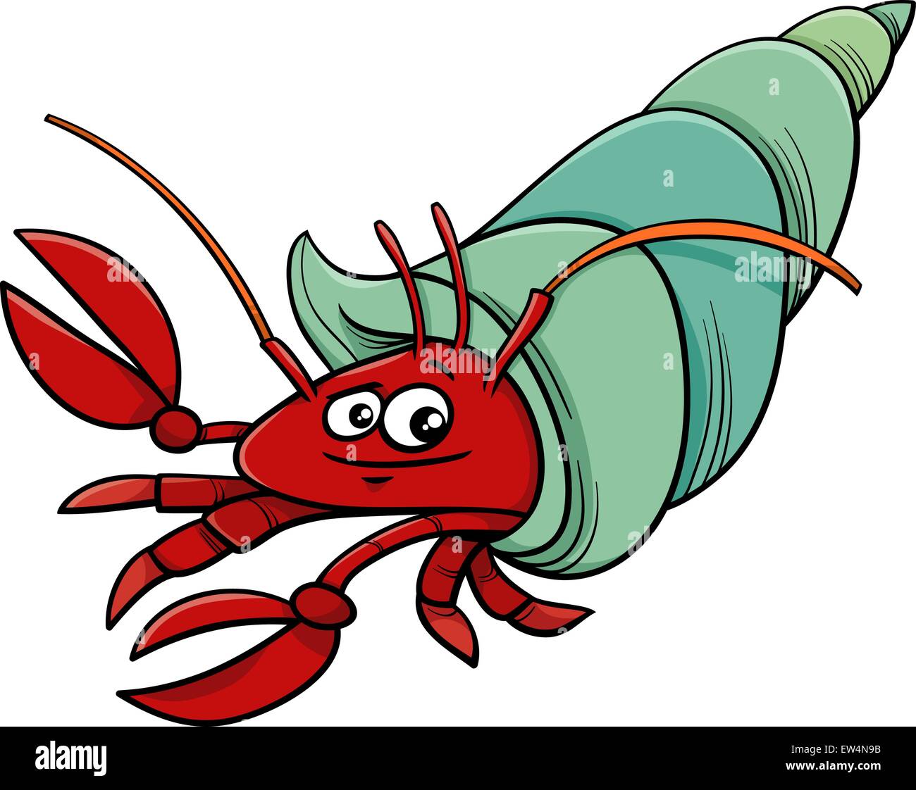 Cartoon Illustration de l'ermite de drôles d'animaux de la mer Illustration de Vecteur
