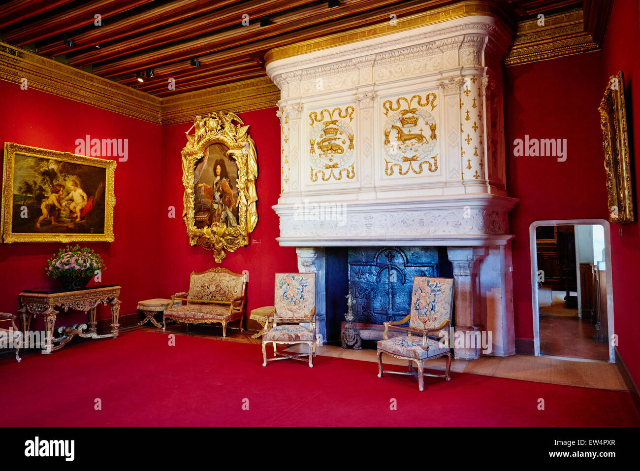 France, Indre-et-Loire, visite du Château de Chenonceau et le Cher, Louis 14 chambre Banque D'Images