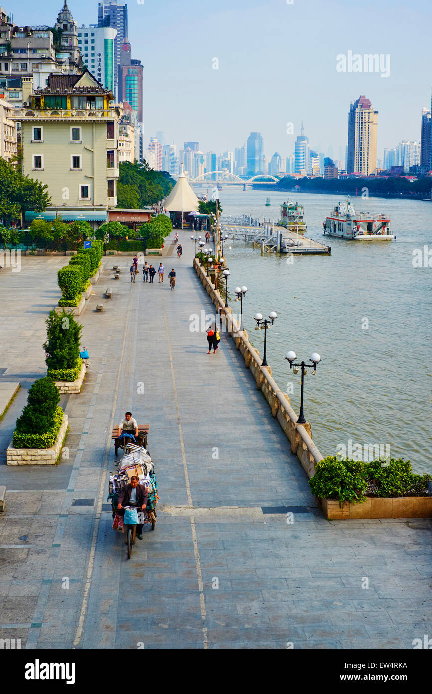 La Chine, la province de Guangdong, Guangzhou ou Canton, centre-ville, la rivière des perles ou de la rivière Zhujiang Banque D'Images