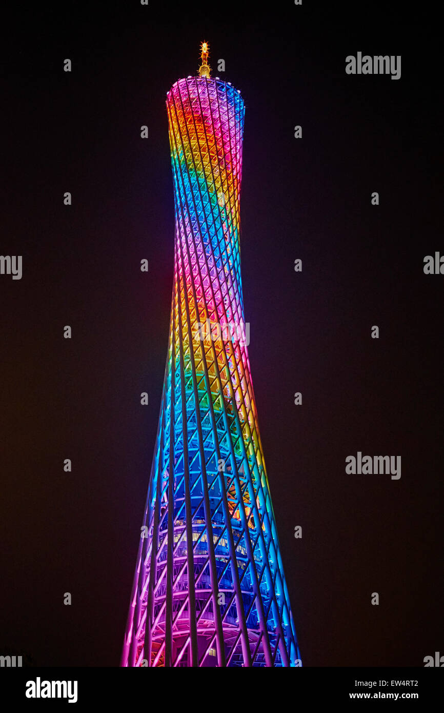 La Chine, la province de Guangdong, Guangzhou ou Canton, Zhujiang new city, TV Tower, la Tour de Canton, 610m de haut Banque D'Images