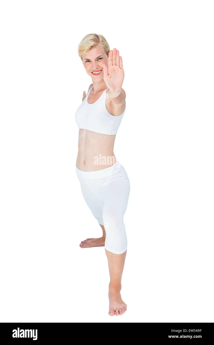 Fit woman stretching her body Banque D'Images