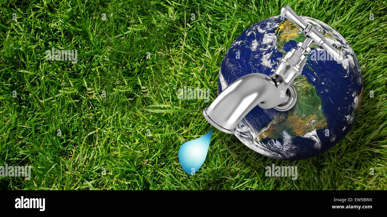 Image composite de la terre avec le robinet Banque D'Images