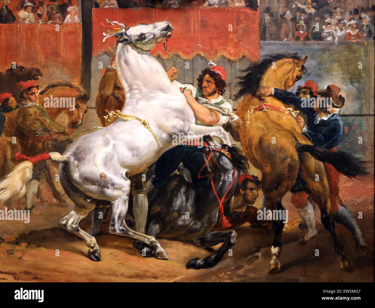Horace Vernet (1789-1863). Le départ de la course du cheval anglais dans les chevaux, 1820. Huile sur toile. Metropolitan Museum of Art de New York. U Banque D'Images