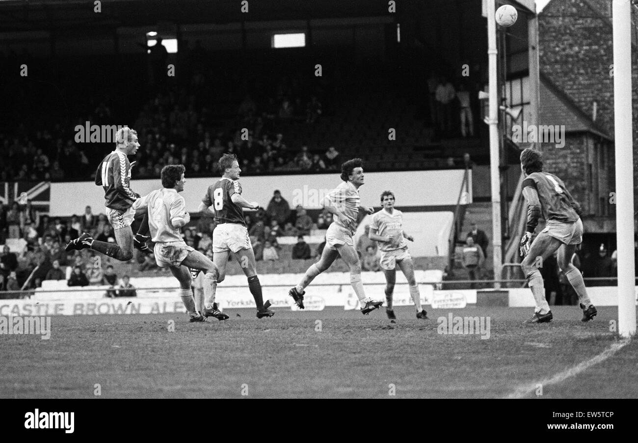 Division de la Ligue anglaise trois match à Ayresome Park. 4 Middlesbrough v Bournemouth 0. Au cours de l'action du match. 1er novembre 1986. Banque D'Images