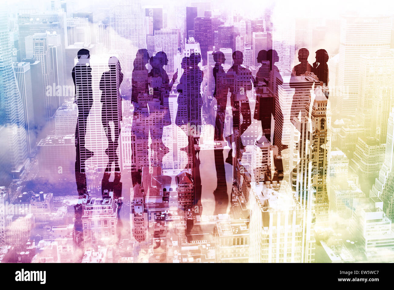 Image composite de nombreux gens d'affaires debout dans une ligne Banque D'Images